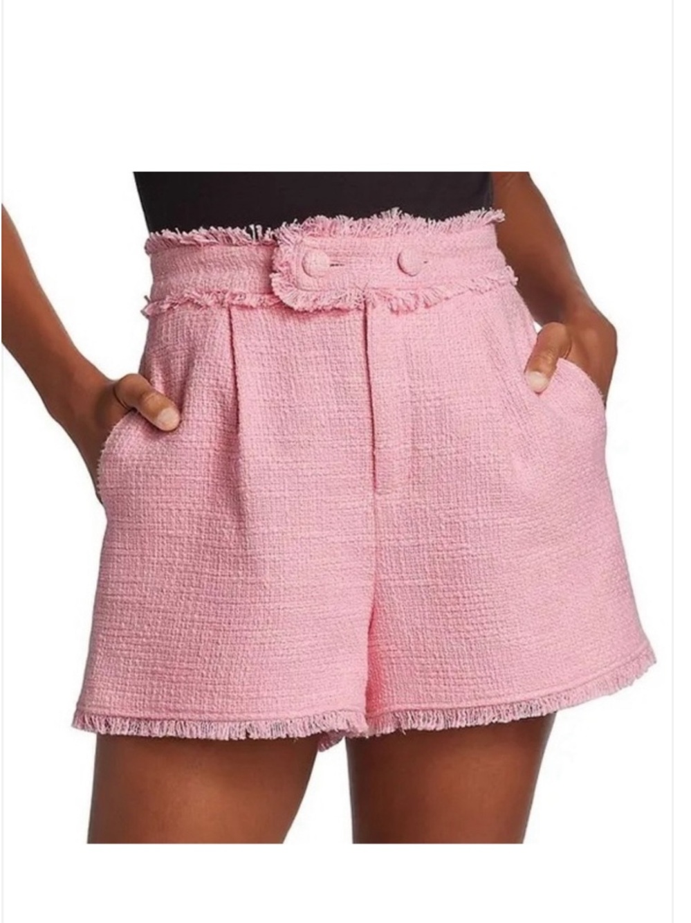 cinq a sept Sz 8 High Waist Pink Cherryl Boucle Shorts Orig $300 Exc Cond - Picture 4 of 7